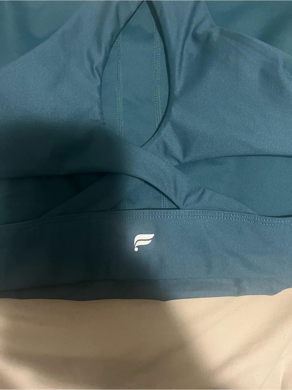 3X Fabletics Teal Padded Sports Bra with Crisscross Back